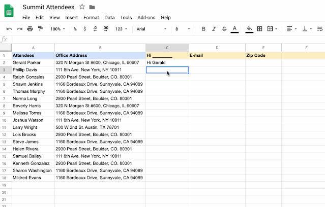 Google Sheets Smart Fill